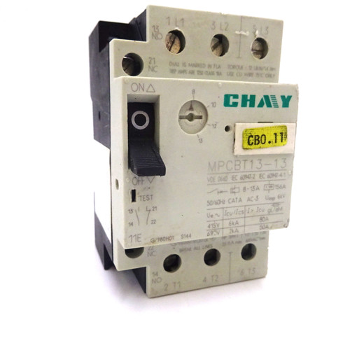 Motor Circuit Breaker MPCBT13-13 Chay 8-13A 1NC 1NO 3P *Used*