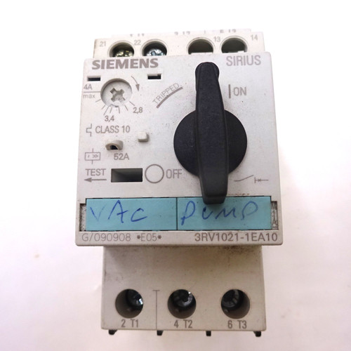 Motor Breaker 3RV1021-1EA10 Siemens 0.75kW; 220÷690VAC; for DIN rail mounting *Used*