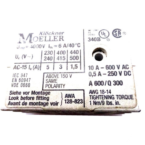 Auxiliary Contactor AGM 2-11-PKZ 2 Moeller *Used*