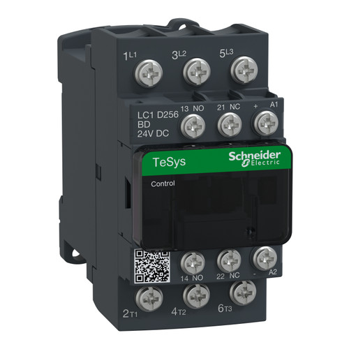 Contactor LC1D256BD Schneider 3P (3NO) 1NC + 1NO Aux 24VDC 25A 11kW