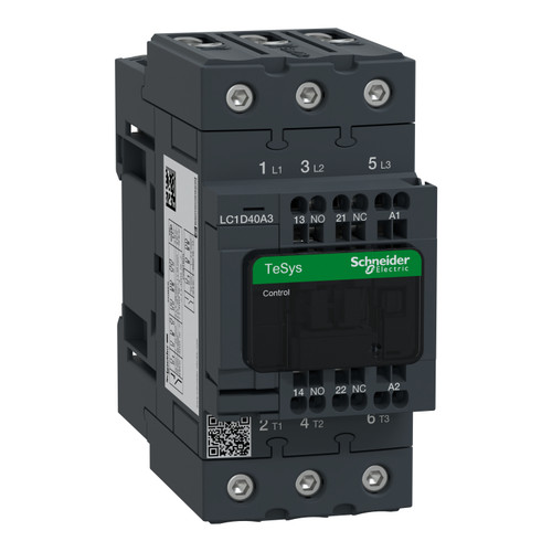 Contactor LC1D40A3B7 Schneider 3P (3NO) 1NC + 1NO Aux 24VAC 40A 18.5kW