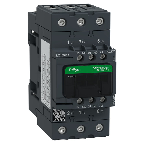 Contactor LC1D65AKUE Schneider 3P (3NO) 1NC + 1NO Aux 100-250VAC/DC 65A 30kW
