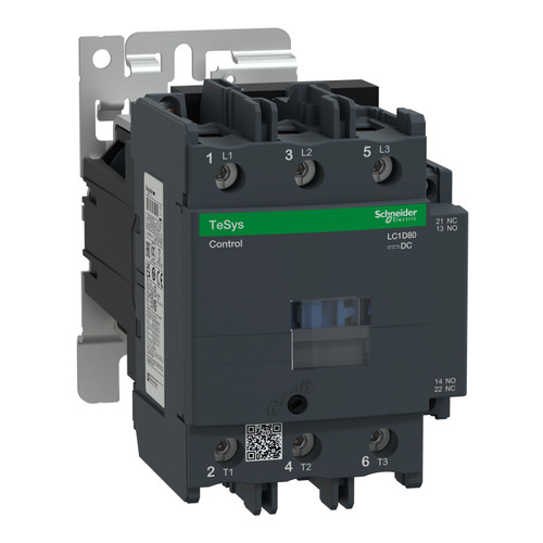 Contactor LC1D80BW Schneider 3P (3NO) 1NC + 1NO Aux 24VDC 80A 37kW