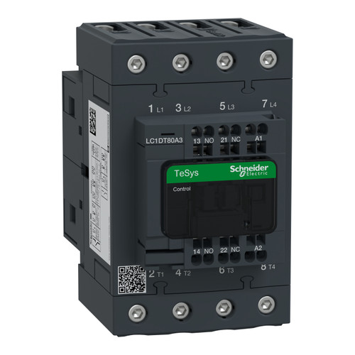 Contactor LC1DT80A3P7 Schneider 4P (4NO) 1NC + 1NO Aux 230VAC 80A