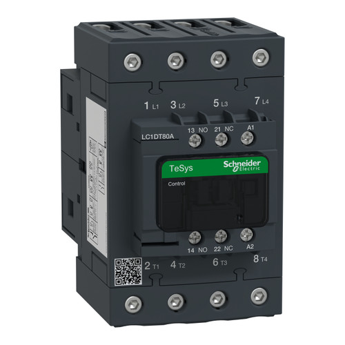 Contactor LC1DT80AE7 Schneider 4P (4NO) 1NC + 1NO Aux 48VAC 80A