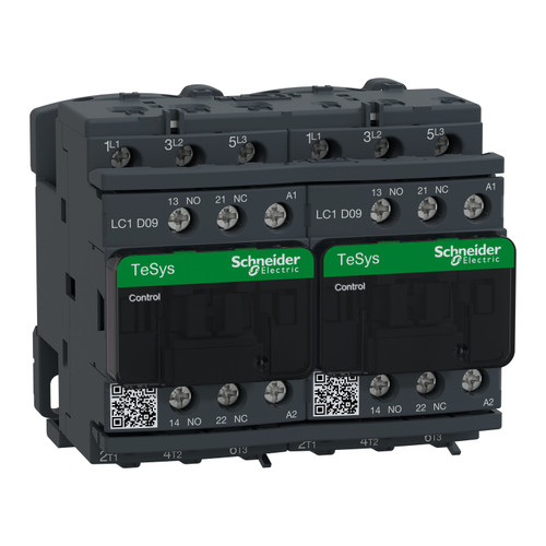Reversing Contactor LC2D09P7 Schneider 3P (3NO) 2NC + 2NO Aux 230VAC 9A 4kW