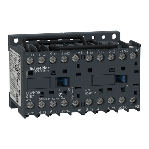 Reversing Contactor LC2K0901U7 Schneider 3P (3NO) 1NC Aux + 240VAC 9A 4kW