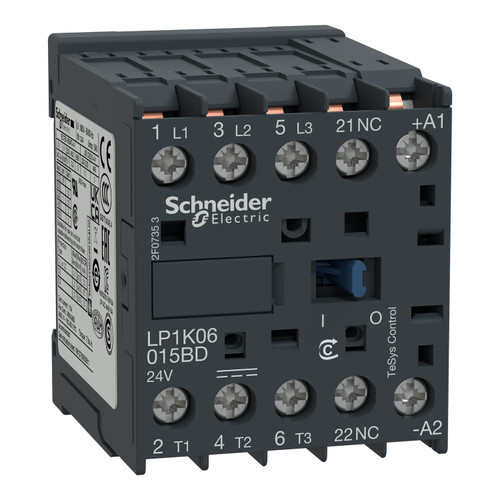 Contactor LP1K09015BD Schneider 3P (3NO) 1NC Aux + 24VDC 9A 4kW