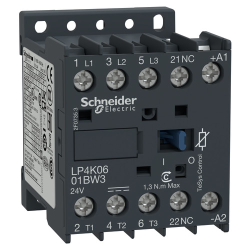 Contactor LP4K0601BW3 Schneider 3P (3NO) 24VDC 6A 2.2kW