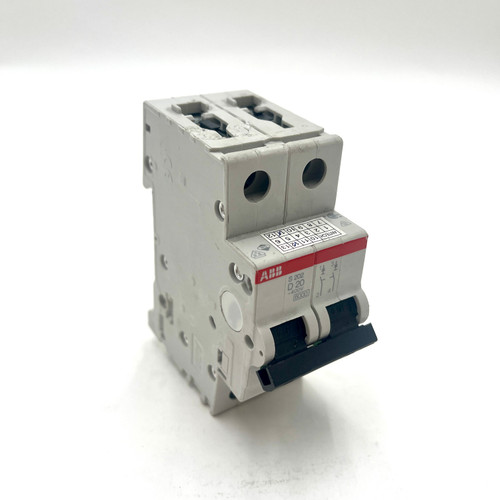 Miniature Circuit Breaker S202-D20 ABB 2-Pole 20A D-Curve 400VAC 6kA *Used*