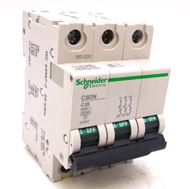 Circuit Breaker C60N-C25 Schneider 3P 25A C curve *New* - Axxa