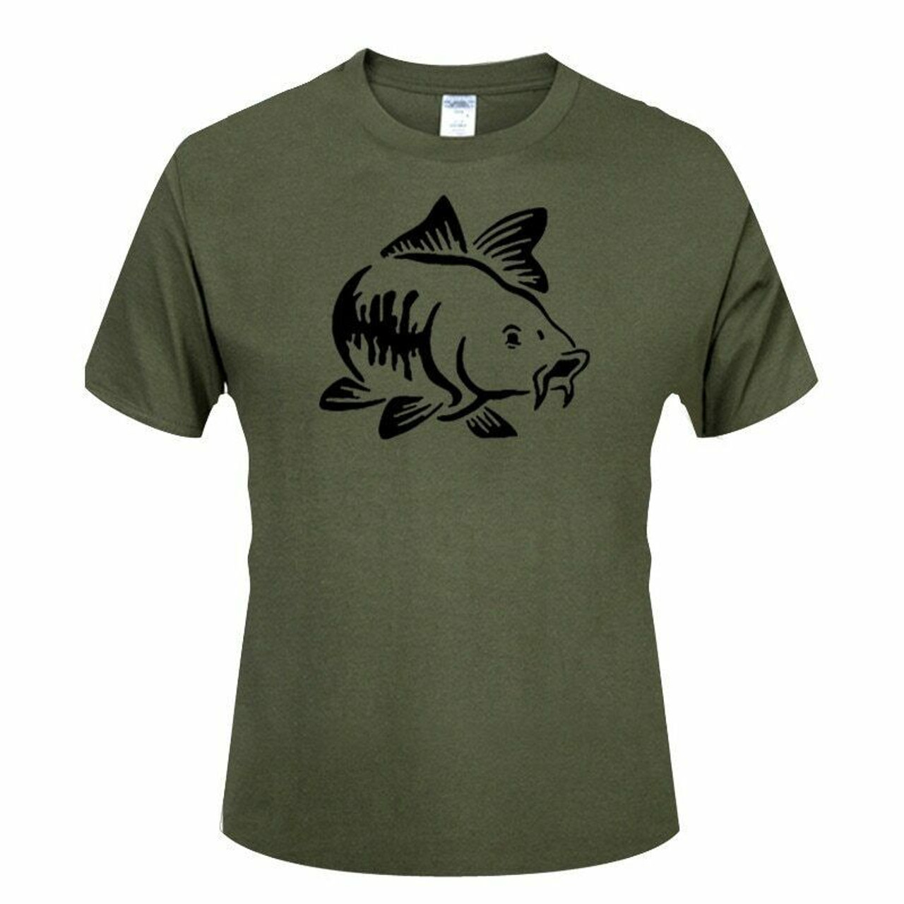 Olive Green Carp Fishing T-Shirt - Fishing in Tackle