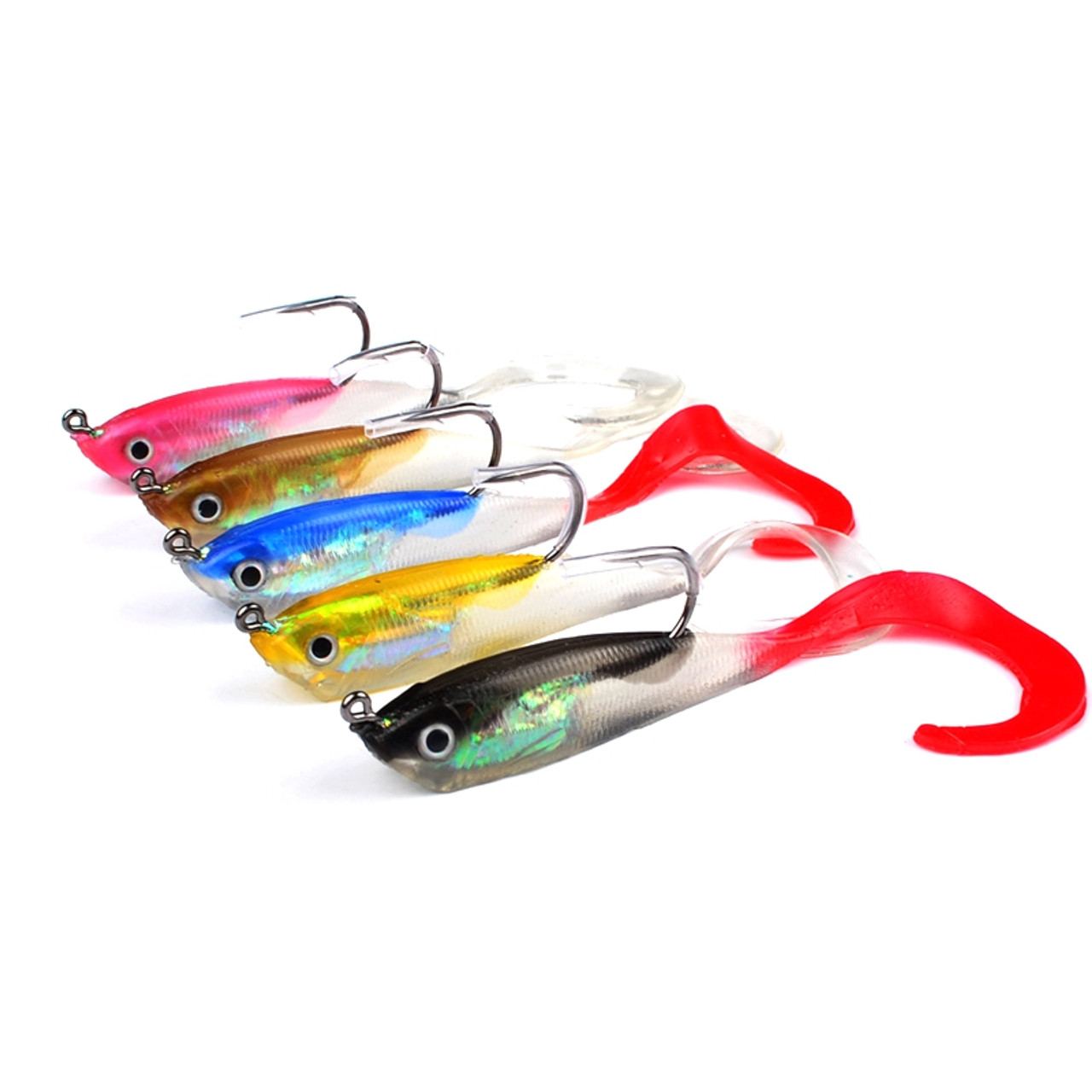 Fishing Lures Tackle Set - 20pcs Curly Tail Worm Soft Baits with Jig Hooks  Box, Artificial Fishing Tackle for Catfish Pike Bass Saltwater Freshwater  Fishing : : Sports & Outdoors