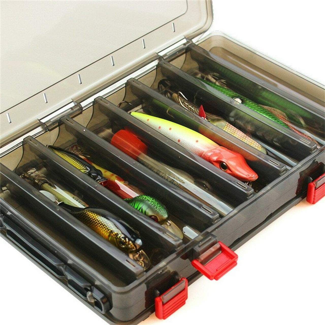 Double Layer Fishing Lure Tackle Storage Box Visible Waterproof Case Bait  Pike