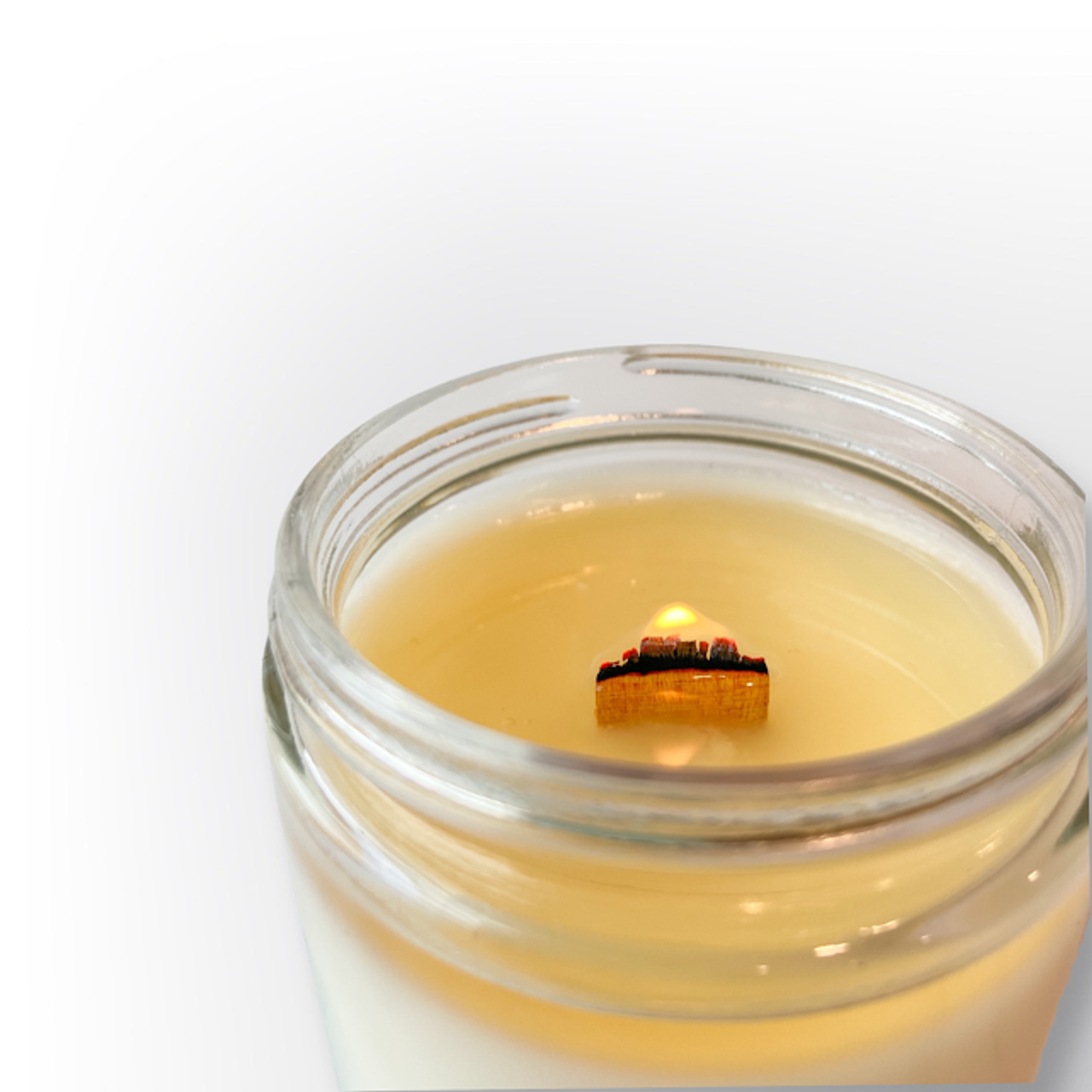 Crackle Glass Candle Beeswax and Soy Candle 10 Oz Crackling Wood