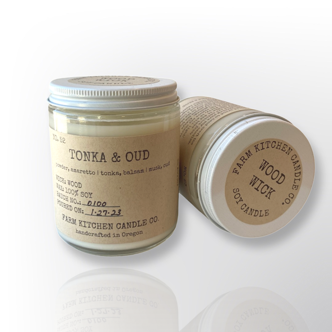 Tonka & Oud Soy Candle, Crackling Wood Wick