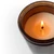 Handcrafted pure soy candle burning with a lit flame in a tall amber apothecary jar made by Farm Kitchen Candle Co.