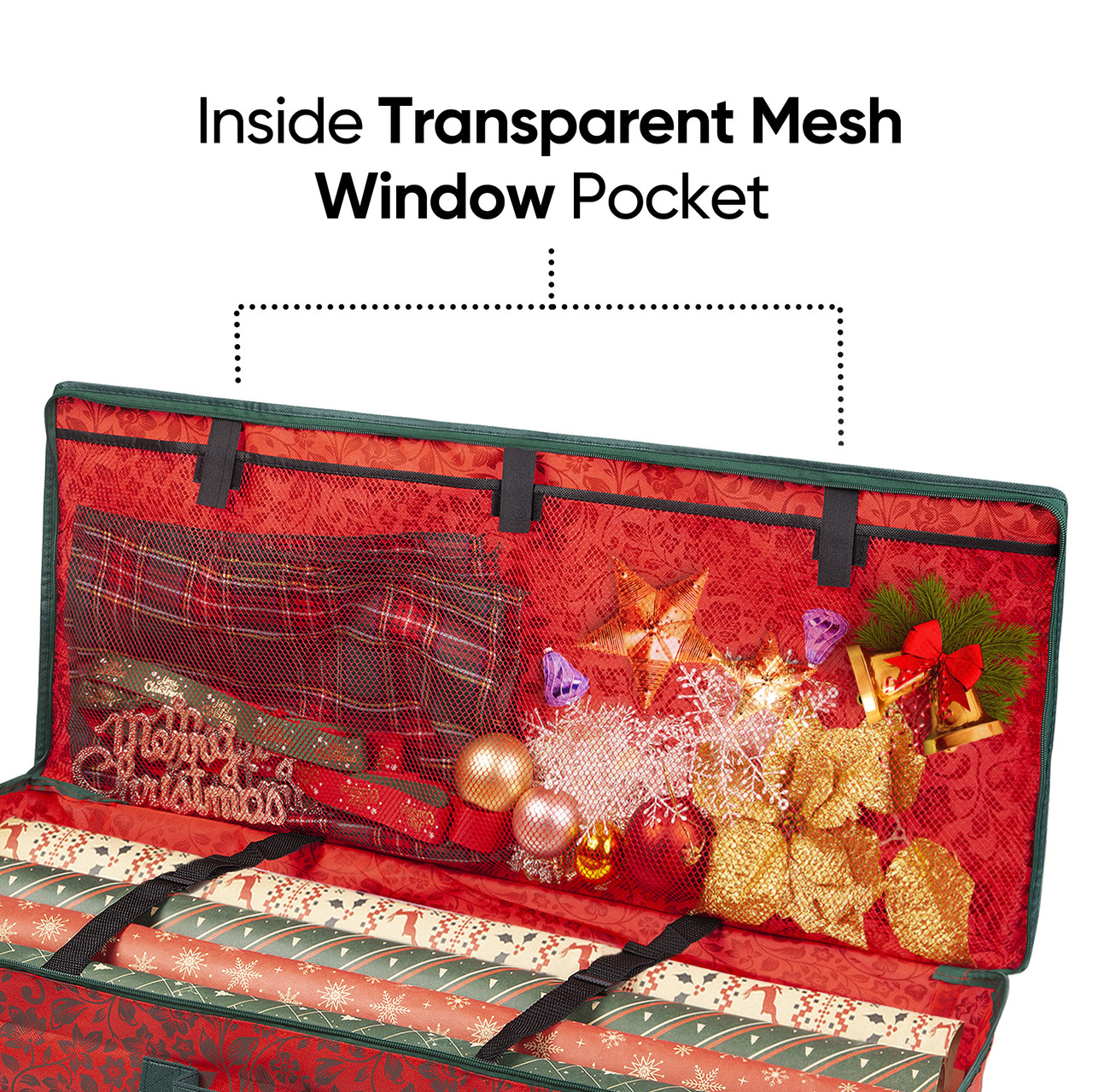 Wrapping Paper Storage Case Tear Resistant Gift Paper Storage Bag With  Interior Mesh Pockets