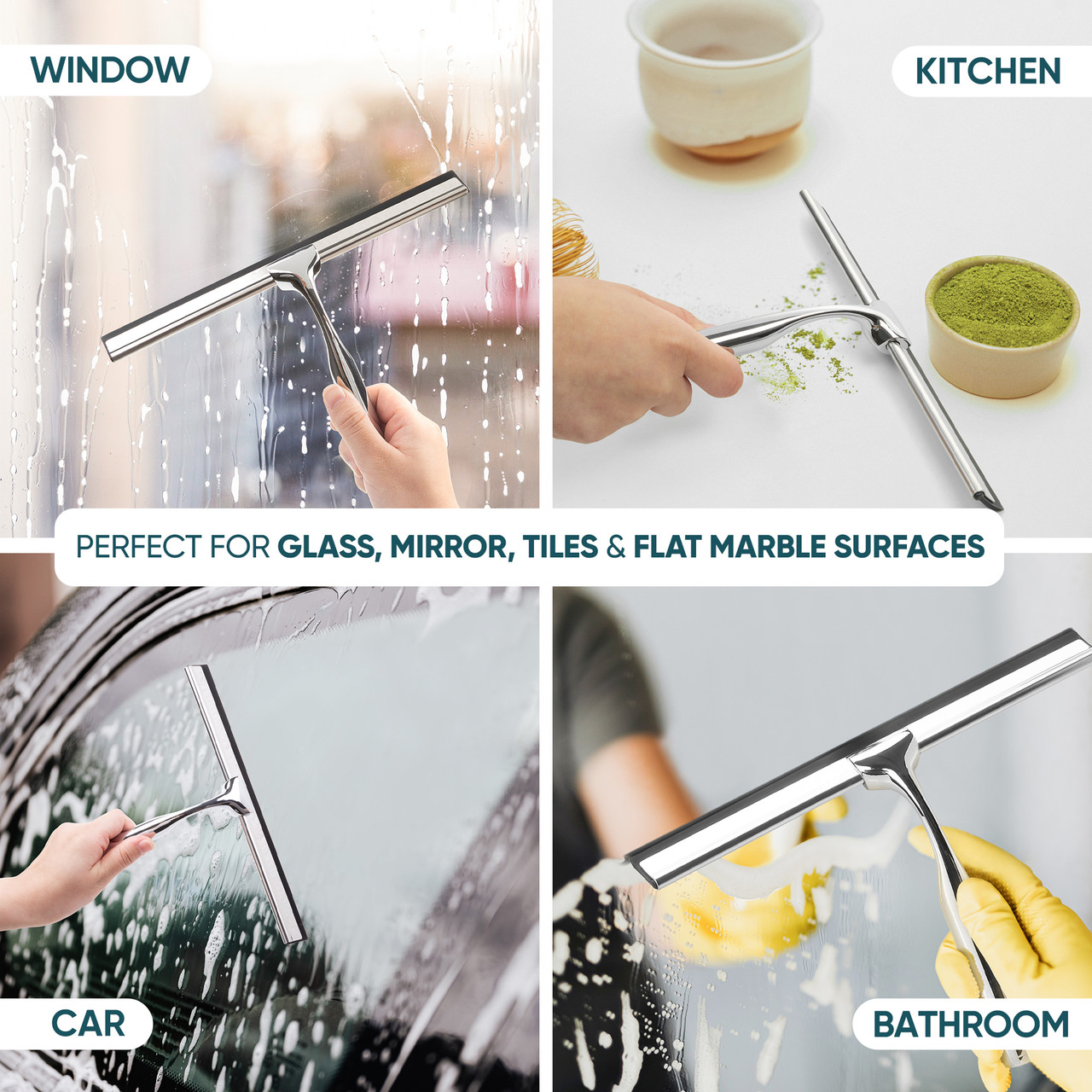 Shower Squeegee, Silicone Shower Squeegee, Shower Squeegee With Hook For  Cleaning Shower, Bathroom, Kitchen, Glass, Tiles, Mirror, Windows, Cars  (grey