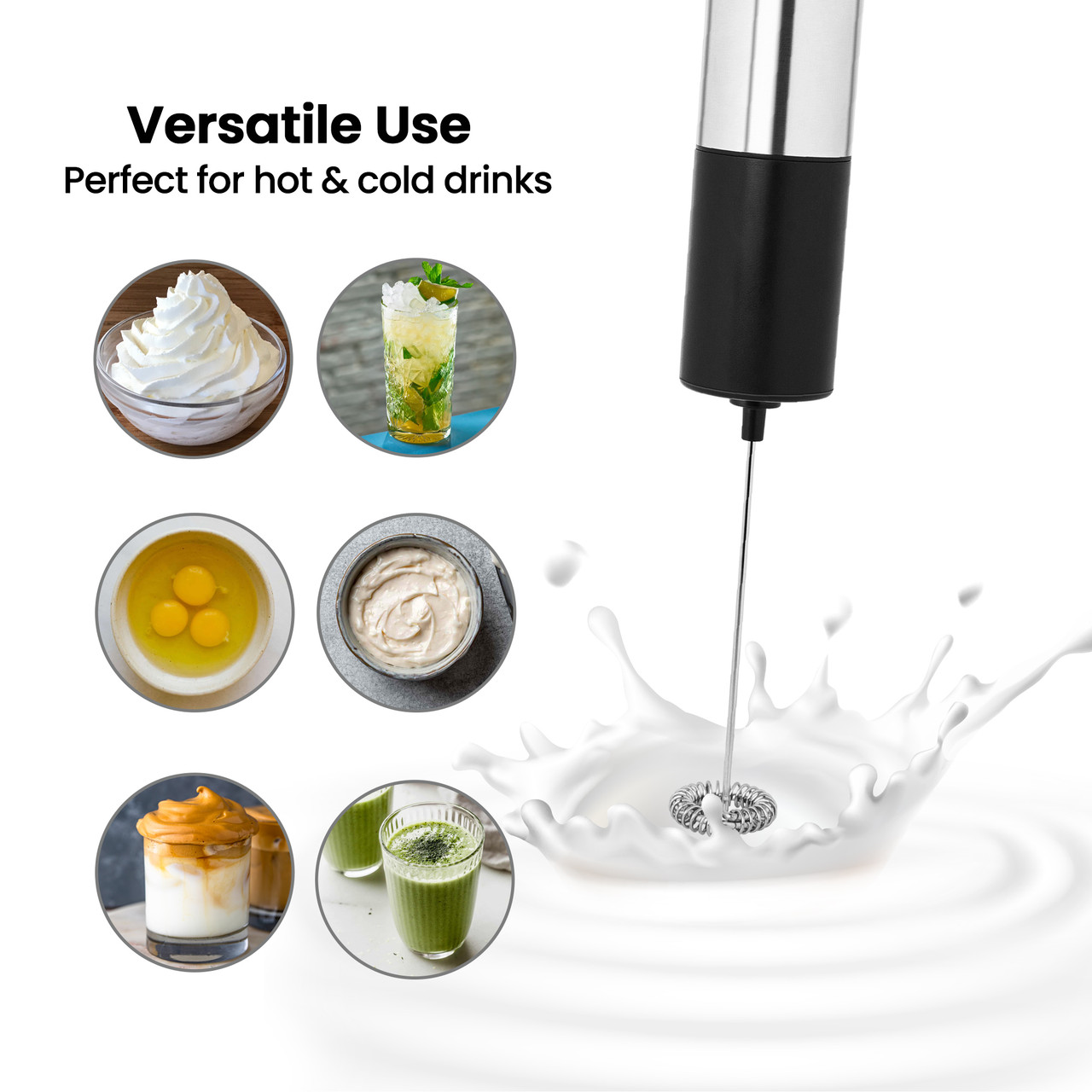 Milk Frother Handheld, Battery Powered Drink Mixer for Matcha Coffee,  Electric Portable Whisk Drink Mixer Mini Foam Maker for Hot Chocolate  Frappe