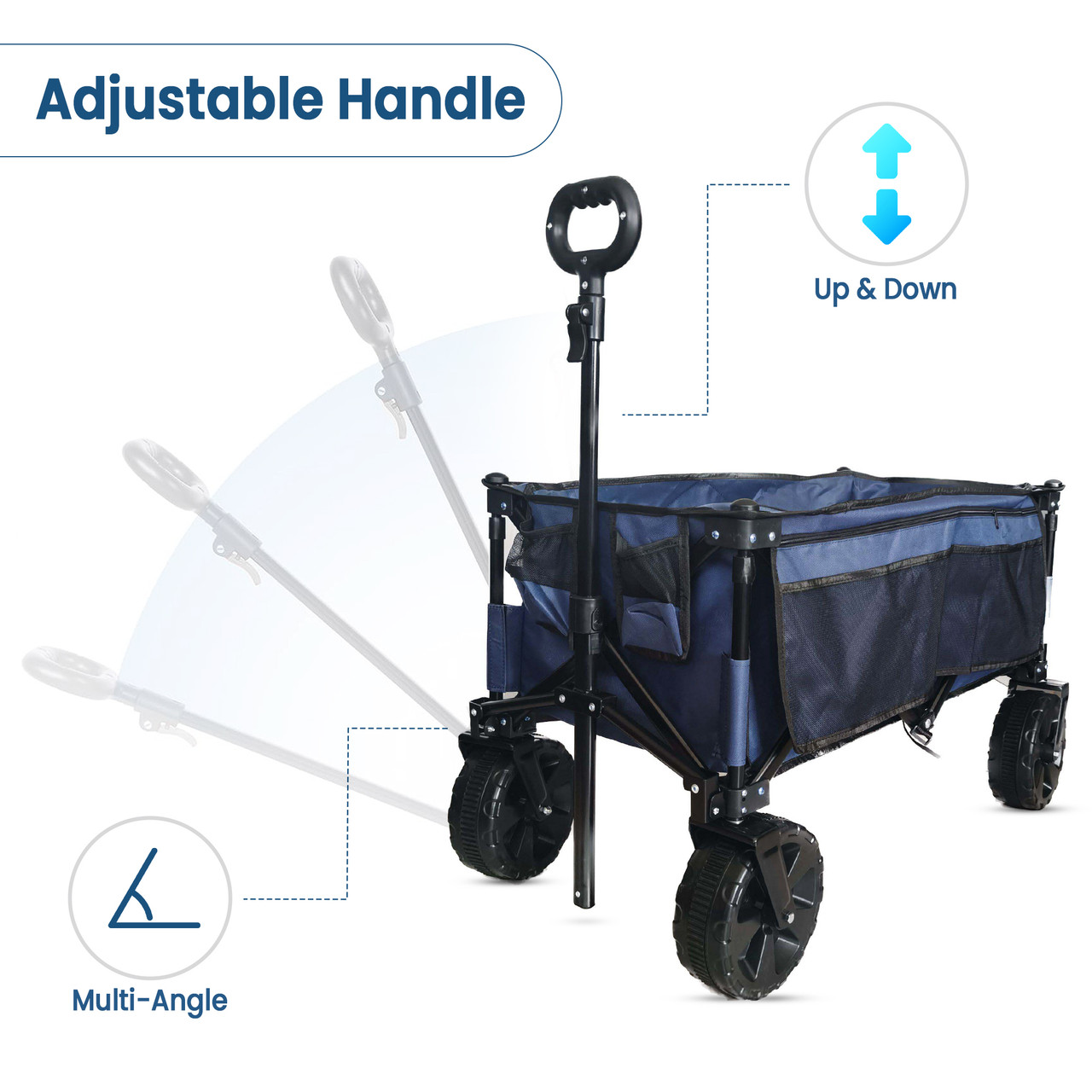 Folding Trolley Heavy Duty, Collapsible Travel Trolley, Camping Cart, Beach  Wagon, Foldable Design with Adjustable Handle