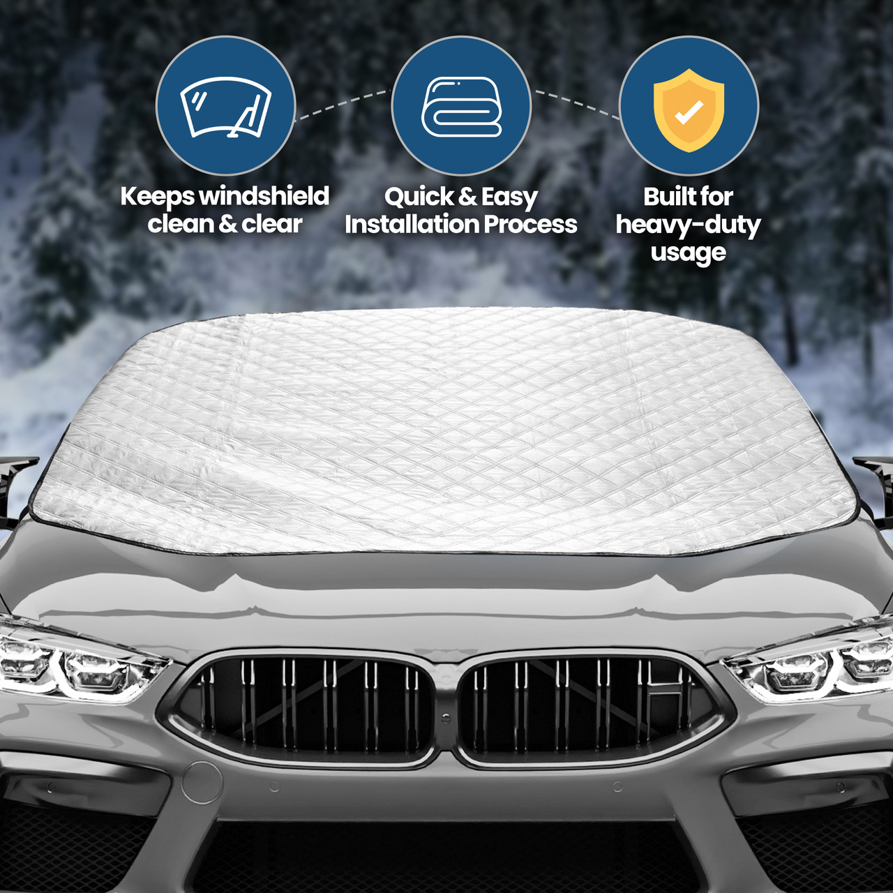 Magnetic Car Windscreen Cover with 3 Hidden Magnets, Universal