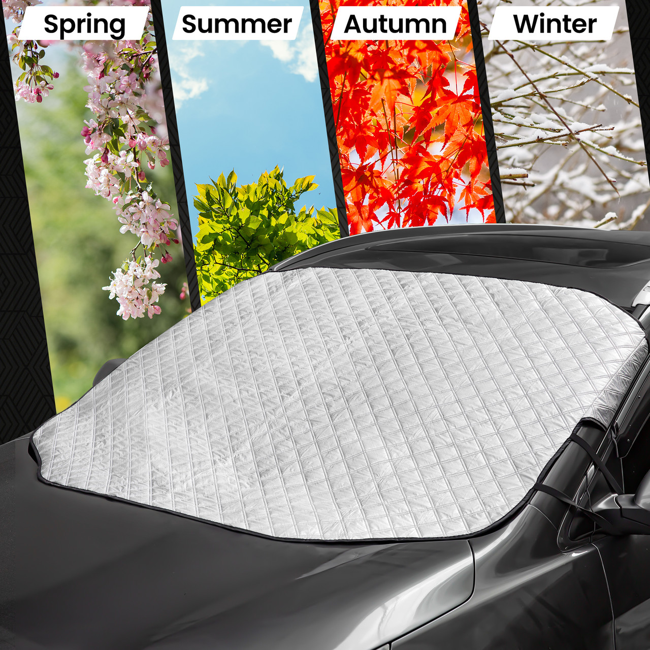 4 Layers Magnetic Car Windscreen Cover Winter Frost Snow Protector Sunshade