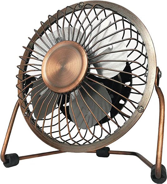 ALBERT AUSTIN USB Desk Fan, Small Fan for Desk | Usb Desktop Fans | 4 Inch, Portable Cooling Desk Fan Electrical Fan Quiet for Office, Home, Car (Copper)