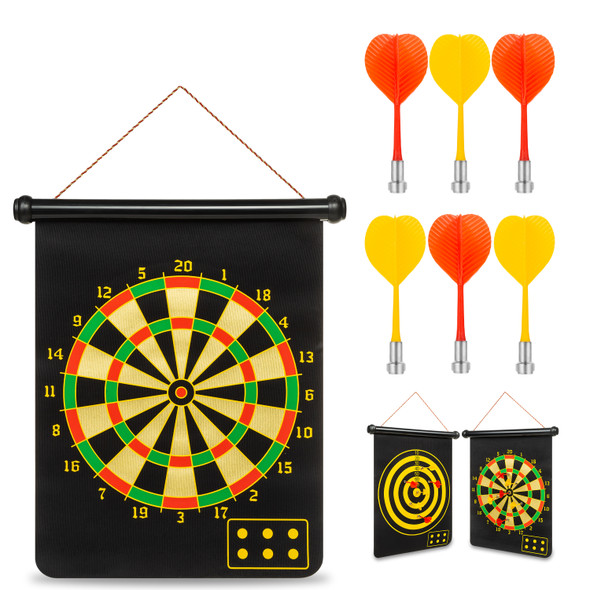 Foldable Magnetic Darts Reversible Dartboard Safe 12x Magnetic Darts Kids Game