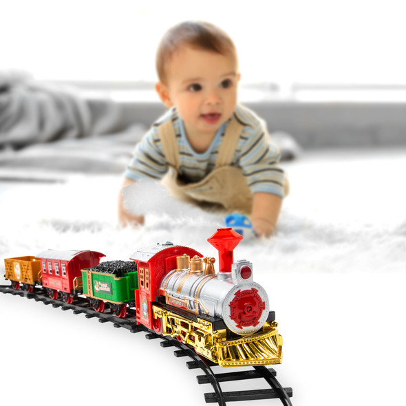 Battery Powered Model Train Set For Kids 14 Pcs Train Track Set