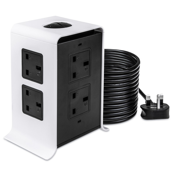 Extension Lead Tower With 4 USB Slots 5 metre Power Cord Extension Surge Protection