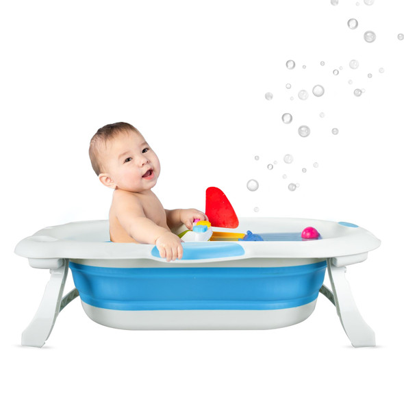 Collapsible Baby Bath Tub Anti Slip Base Plastic Foldable Bathtub For Infant & Toddlers