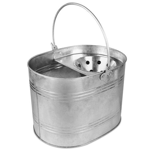 Heavy Duty 13L Industrial Galvanised Steel Mop Bucket, Metal Bucket with Handle, Sturdy and Durable Metal Bucket, Perfect for Home, Bathroom, Kitchen and Office Use