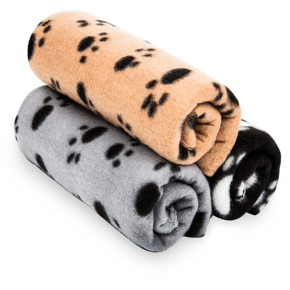 Pack of 3 Large Soft Fleece Pet Blanket, Breathable and Washable, Lightweight and Compact, Cosy Blanket for Indoor Cats, Dogs, Hamsters, Rabbits, Guinea Pigs