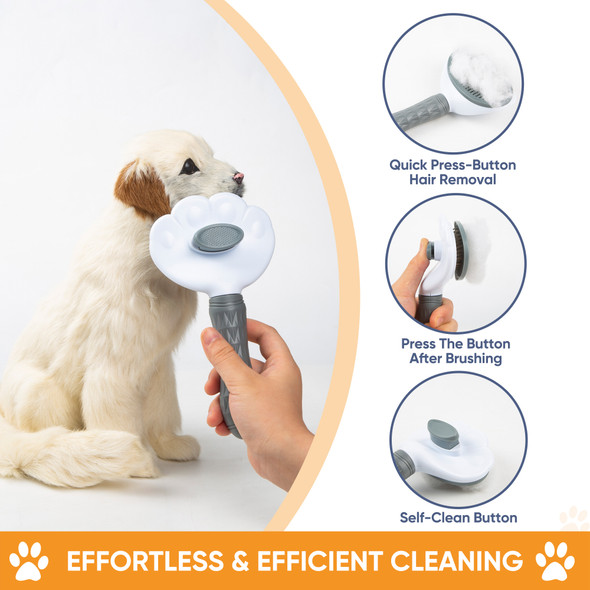Self Cleaning Pet Brush, Cat Grooming Brush, Dog Brush for Grooming, Cat Brush for Short and Long Haired Cats, Easy to Use and Carry, Ergonomic Handle with Stainless Steel Bristles, Slicker Grooming Brush