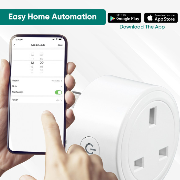 Smart Plug, WiFi Plug, Remote App Control, Energy Monitoring, Automatic ON OFF Timer, 16A Wifi Plug Compatible with Google Home, Alexa, Device Rename Capability, No Hub Required, 2.4GHz Smart Life Plug, Compact and Portable