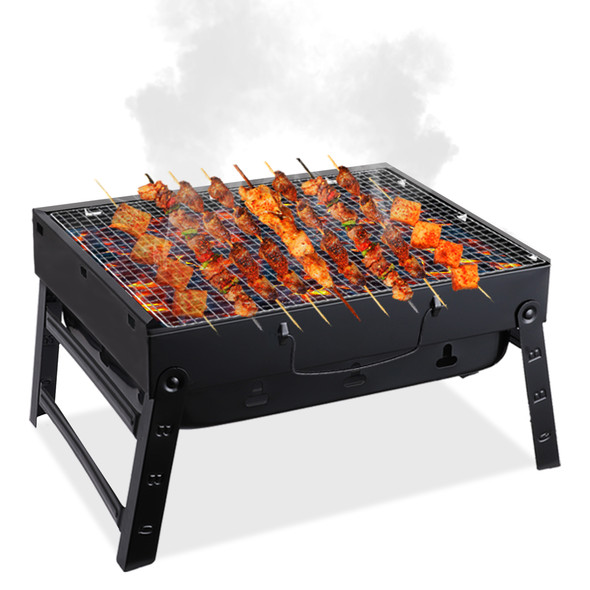 Mini Portable Charcoal BBQ Grill, Small Folding Barbecue Grill for Outdoor Camping, Picnic, Hiking, Party, Travel, Rust-Resistant Steel, Heat Resistant, Air Vent Design, Quick and Easy to Set Up and Clean