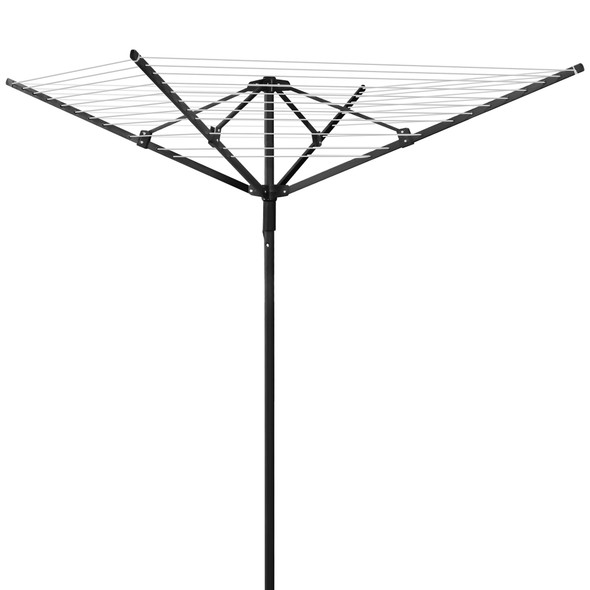 4-Arm, Retractable, Free Standing, Rotary Washing Line, Outdoor 45M Rotary Line, Folding Cloth, Heavy Duty Rotary Airer, Outdoor Clothes Dryer, 4 Adjustable Heights, Easy to Install, Ground Spike and Cover, 11 Washing Line Rows
