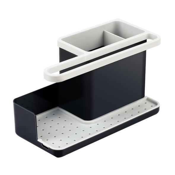 Kitchen Sink Caddy with Removable Concealed Reservoir Tray, Easy to Dismantle and Clean, Simple Assembly, Kitchen Sink Organiser with Sponge Holder, and Cloth Hanger, Sink Tidy, Washing up Caddy for Kitchen, Bathroom