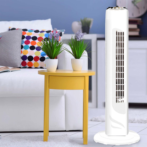 29-Inch Oscillating Tower Fan with 3 Speed Setting, 7.5 Hour Timer, Remote Control, 80° Oscillating Fan with Slim Design, Ultra-Quiet, Freestanding Cooling Fan for Home, Office, Bedroom, Living Room