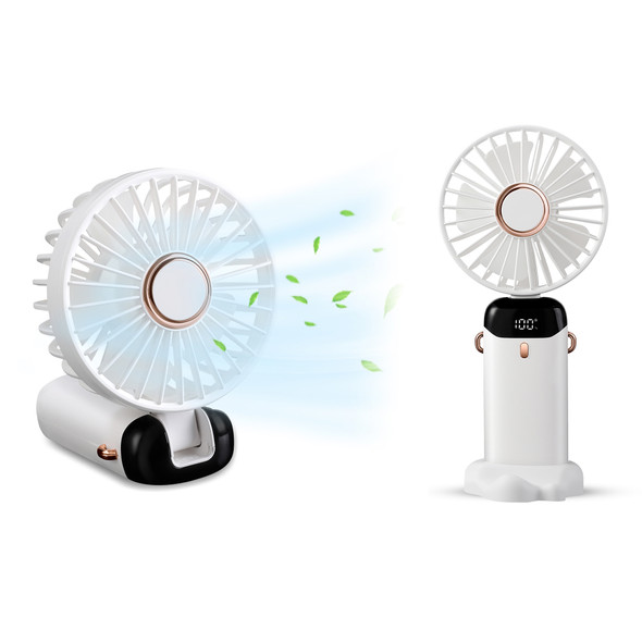 Handheld Fan, 4200mAh USB-Rechargeable Battery, Adjustable 5-Speeds, Portable and Easy to Hold, Desk and Pocket Fan with 90° Foldable Design, 12 Hours Timing, Low Noise Operation with LED Display