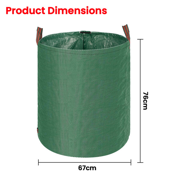 Pack of 3, 272L Garden Waste Bags, Heavy Duty Reusable and Waterproof Garden Bags, Foldable and Lightweight Garden Waste Bags with Handles, 1 Pair Gardening Gloves, Large Refuse Rubbish Garden Sacks
