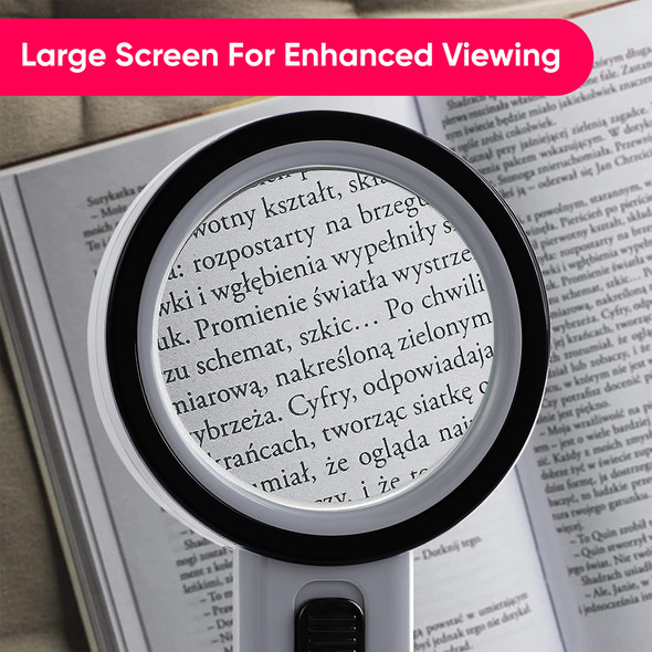 Magnifying Glass with 12 LED Lights, Handheld, Portable, 30X Light Up Magnifying Glass, 2x AA Battery Operated, One-Tap Switch, Magnifier for Reading Books, Macular Degeneration, Jewellery, Inspection, Coins, Stamps, Maps