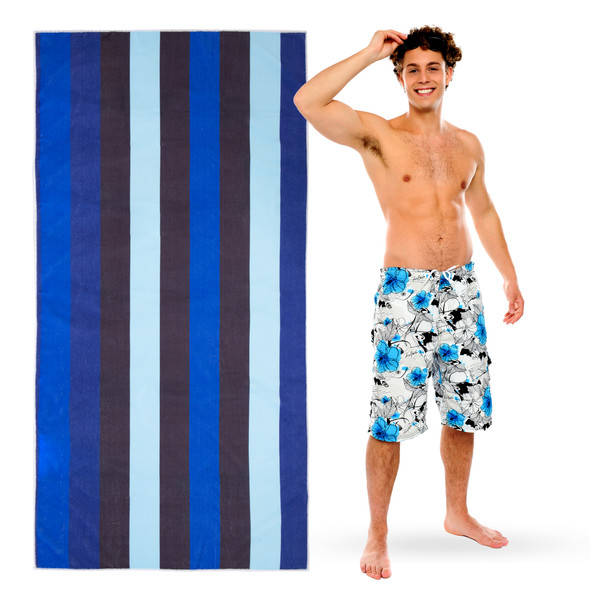 Pack of 2 Large Beach Towel, 150x75cm, Ultra-Soft Microfibre Towel, Quick Dry and Sand-Free, Absorbent and Comfortable, Lightweight and Machine-Washable, Beach Towel for Camping, Picnic, Travel, Swimming Pool