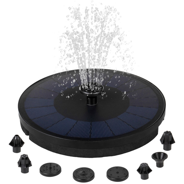 1.5W, Solar Water Fountain with 7 Nozzles, Waterproof Solar Fountain for Bird Bath, Outdoor Pond Fountain, No Electricity Required, Water Pump Solar Panel Fountain for Garden Fish, Pool, Patio, Lawn