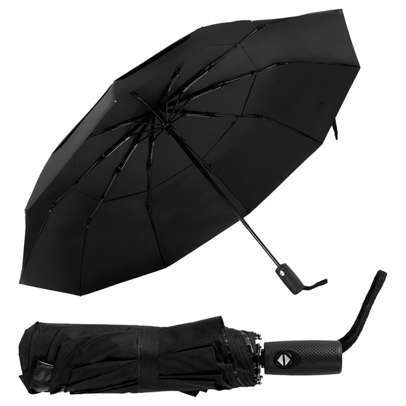 Travel Umbrella with 9 Rib Design, Lightweight and Compact Umbrella, Auto Open and Close, One Hand Operation, Rust Resistant and Windproof Pocket Umbrella with Convenient Cover for Men, Women