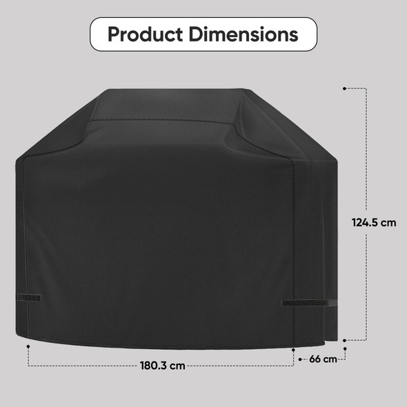 Heavy Duty BBQ Cover, Waterproof, 600D Oxford Fabric, Barbecue Cover, Anti UV Coating, Velcro Straps Closure, Windproof and Portable, Drum and Gas BBQ Cover for Outdoor Grill Protection, 180x66x124.5cm