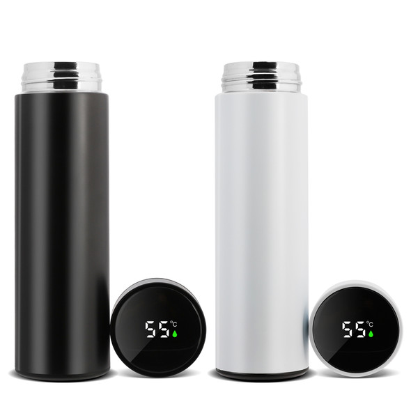 500ml Smart Flask Bottle, Vacuum Insulated Water Mug, 304 Stainless Steel Cold and Hot Water Flask for Baby Bottles, Leakproof, LED Touch Screen, Temperature Display Lid for Gym, Home, Office