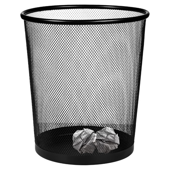8L Circular Mesh Bin with Non Slip Bottom, Durable Steel Office Bin, Tear Resistant Waste Paper Bin for Bedrooms, Living Rooms, Kitchen, Dorm Rooms, Garage, Breathable and Lightweight Rubbish Dustbin