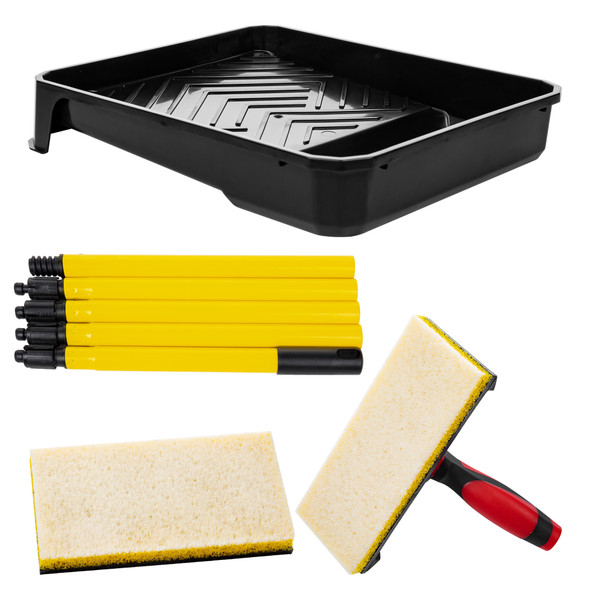 Paint Pad Applicator Set for Walls and Ceilings, Handle Lock Adjustment and Sturdy Tray with Grooves, Versatile Paint Pad for Fence Painting, Decorating, Comfortable Grip Decking Oil Applicator